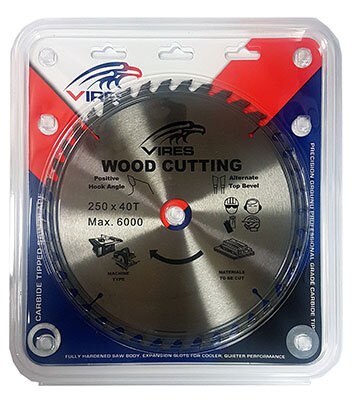 Vires TCT Chopsaw Blade 250mm T40 30mm bore