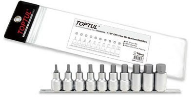 Toptul 10PCS 1/2" Dr. Hex Bit Socket Rail Set