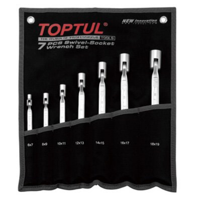 Toptul DBL End Swivel-Socket Spanner Set 6-19mm 7Pc