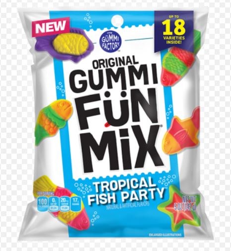 PEG GUMMI FUN 5OZ MIX TROPICAL FISH PARTY 18 VARIETIES INSIDE 1CT