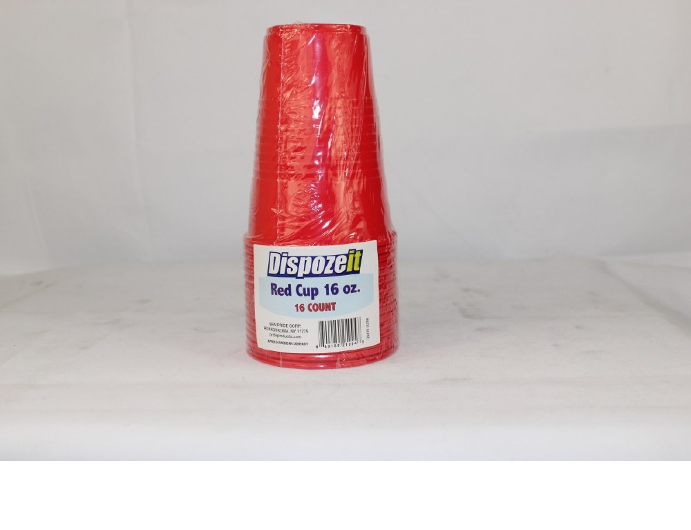 DISPOZEIT PLASTIC 16OZ RED CUP 16CT PACK