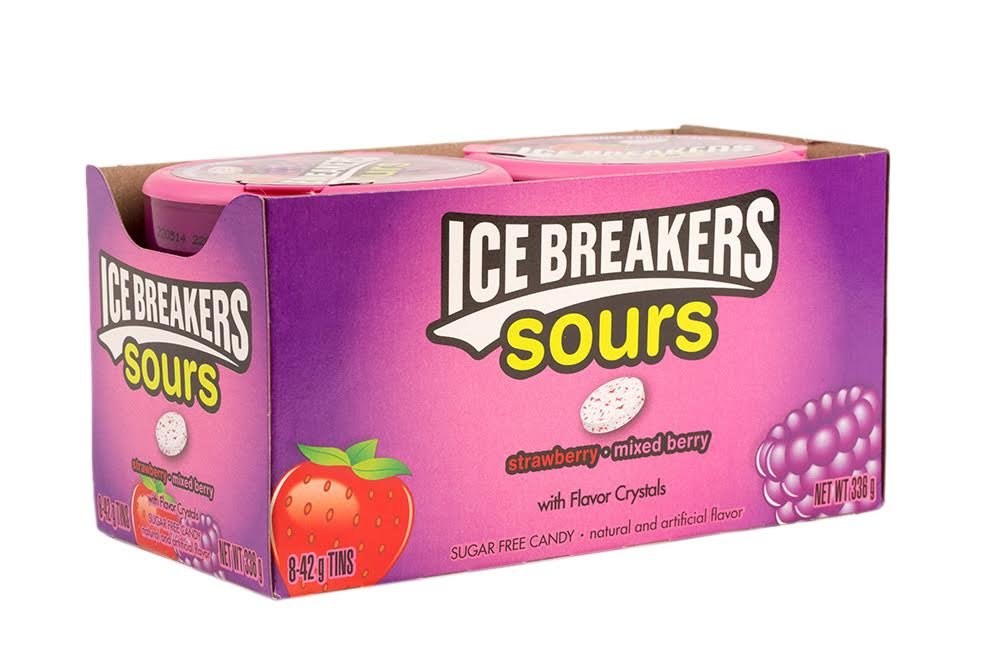 ICE BREAKERS 1.2OZ SOUR BERRYSPLASH STAWBERRY 8CT BOX