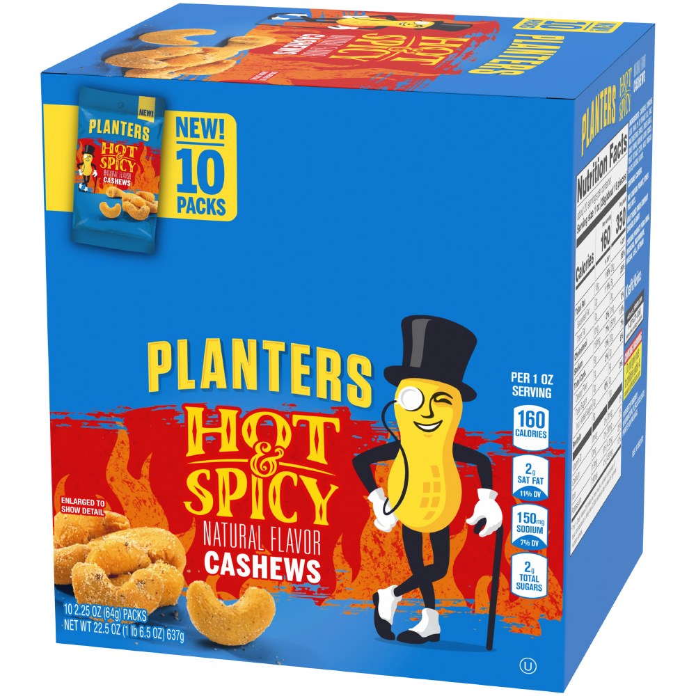 PLANTERS 2.25OZ CASHEWS HOT & SPICY 10CT BOX