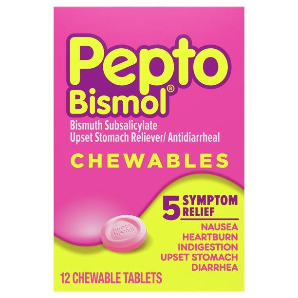 PEPTO BISMOL CHEWABLE BLISTER 12CT BOX