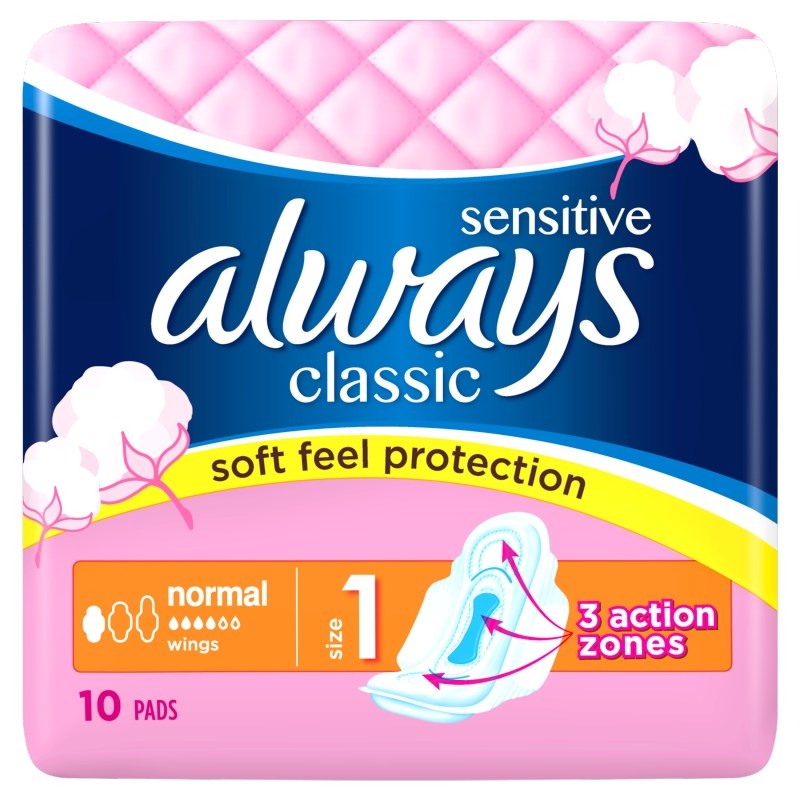 ALWAYS CLASSIC NORMAL SOFT FEEL PROTECTION 10PADS PACK