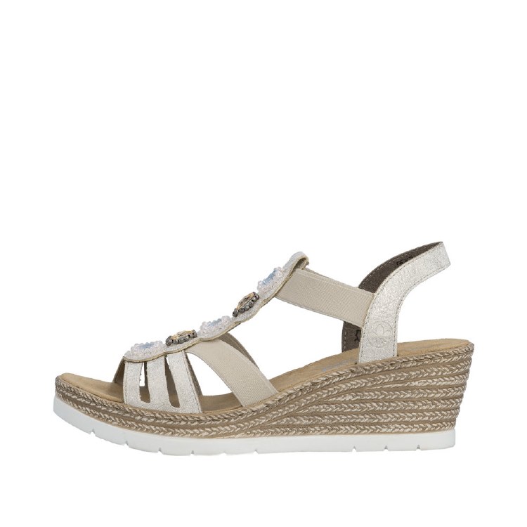 619B2 Beige/Gold Wedge