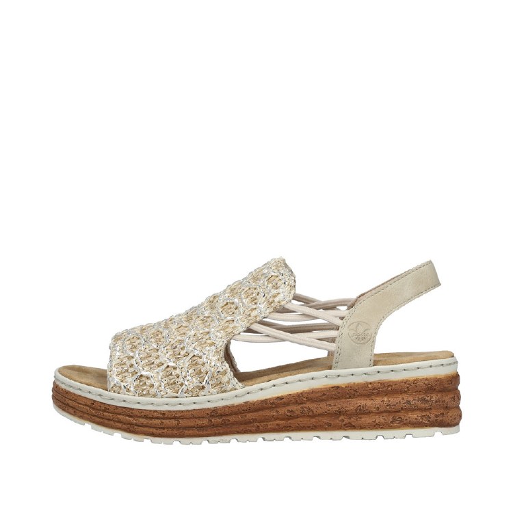 62741 Beige Woven Wedge 6 UK /