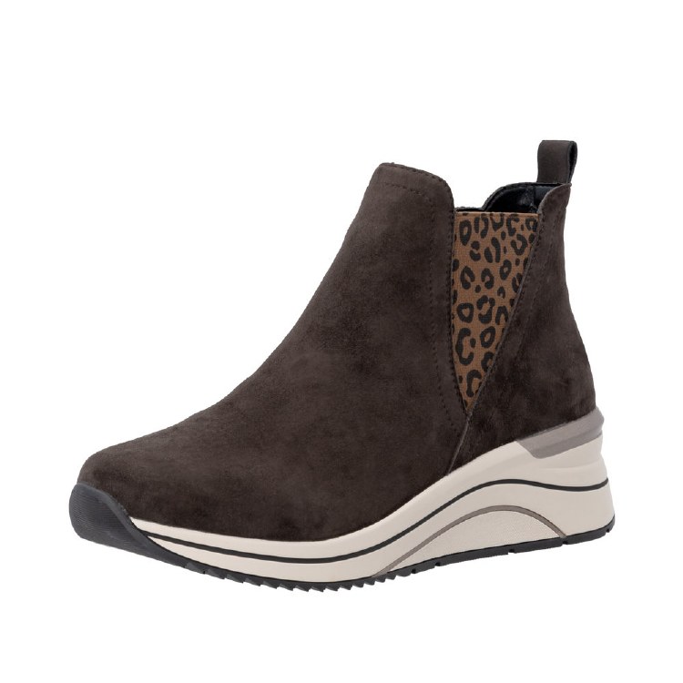 D0T75 Wedge Zip Ankle Brown