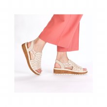 Additional picture of 62741 Beige Woven Wedge 6 UK /