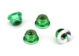 TRX 1747G GREEN 4mm FLANGED NUTS