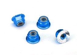 TRX 1747R 4mm AXLE NUTS BLUE