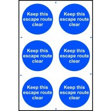 0162 KEEP THIS ESCAPE ROUTE CLEAR X 6