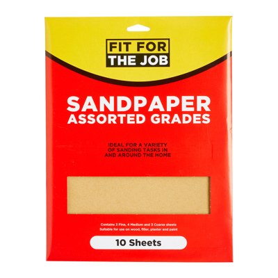 ASSORTED GRADE SANDPAPER 10 SHEET PACK