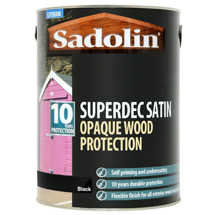SADOLIN SUPERDEC OPAQUE WOOD PROTECTION 5L BLACK SATIN