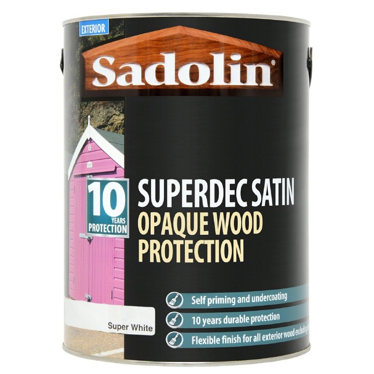 SADOLIN SUPERDEC OPAQUE WOOD PROTECTION 5L WHITE SATIN