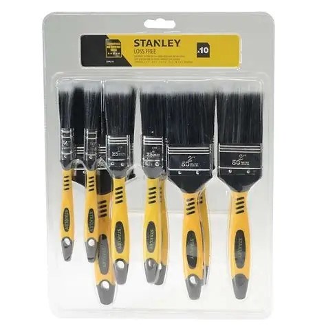 10 PIECE LOSS FREE SYNTHETIC PAINT BRUSH SET BY STANLEY