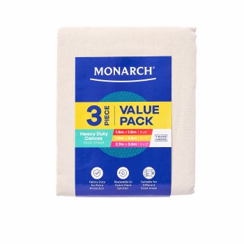 Additional picture of MONARCH HEAVY DUTY CANVAS DUST SHEET 3 PIECE VALUE PACK
