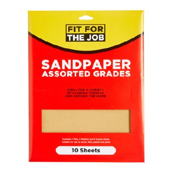 Additional picture of ASSORTED GRADE SANDPAPER 10 SHEET PACK