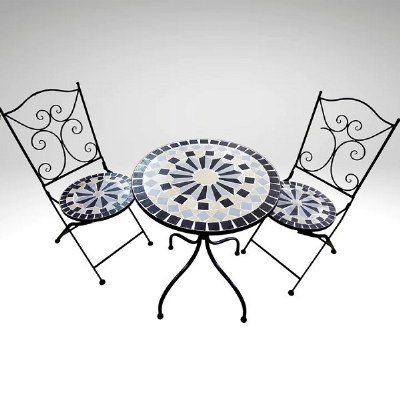 Mosaic Table & 2 Chairs - Metal & Ceramic