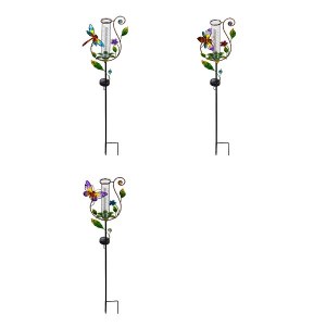 Additional picture of 36.25"H Twinkling Light Solar Rain Gauge Garden Stake, 3 Asst, Butterfly/ Dragonfly/Bee