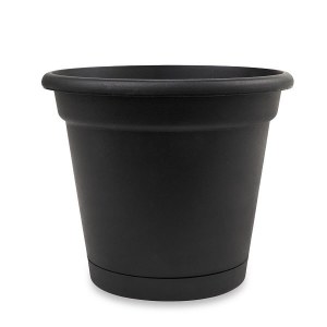6" ROMA PLASTIC PLANTER W/SAUCER - Black