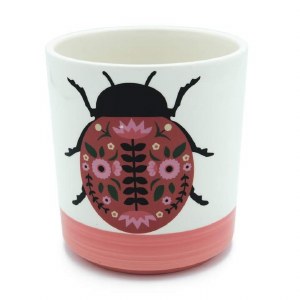 Ceramic Red & White Ladybug Pot