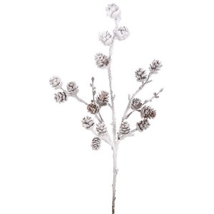 15"SNOWY PINE CONE SPRAY BR/SN