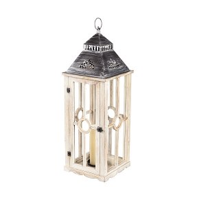 Mango Wood Lantern With Silver top Med