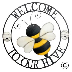Indoor / Outdoor Bee Design Metal Welcome Sign