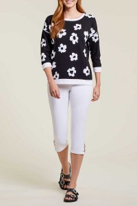 Reversible Pop-over crewneck combed cotton sweater