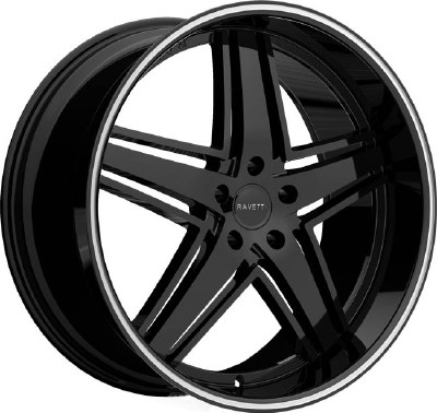 22X9.0 5-115 +15 74.1 BLACK WITH PINSTRIPE