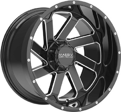 20X12 6-135 / 6-139.7 NEG44 108 BLACK WITH MILLED ACCENTS / RIVETS (FITS 2019+)