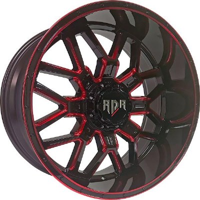 22X10 5-127 / 5-139.7 NEG18 87.1 (B+MW+ME+TR4) BLACK WITH RED MILLING / FLANGE **ONLY SOLD IN SETS OF 4**