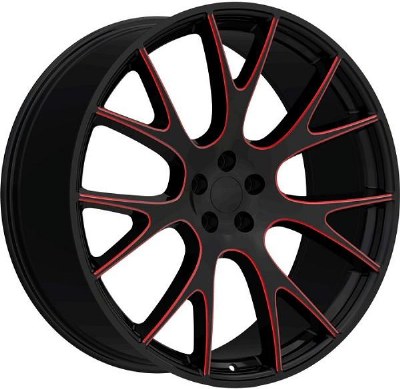 20X9.0 5-115 +15 74.1 BLACK W/RED MILLING
