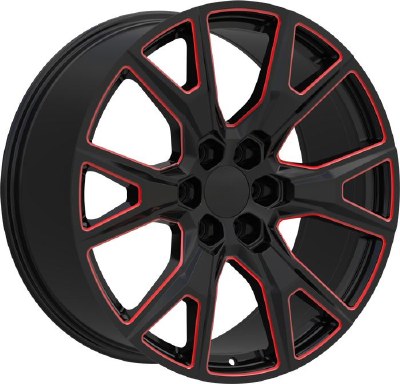 22X9.5 6-139.7 +25 78.1 BLACK AND RED MILLED (FITS 2019+)