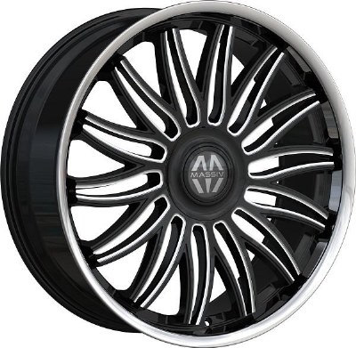 22X9.0 5-114.3 / 5-127 +30 74.1 BLACK AND MILLED STAINLESS LIP FOATING CAP - FUEGO