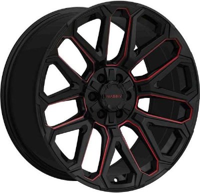 20X9.0 6-135 / 6-139.7 +0 108 BLACK AND RED MILLED (FITS 2019+)