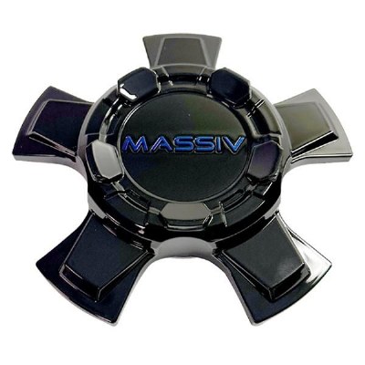 CAP GLOSS BLACK WITH BLUE EMBLEM OR5 5 LUG (CBMAS05-1PBTBL2)