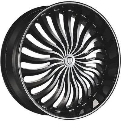 24X9.0 6-135 / 6-139.7 +30 87.1 BLACK W/MACH FACE / PINSTRIPE