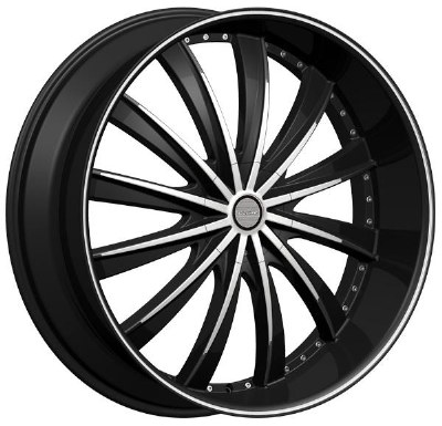 22X8.0 5-108 / 5-114.3 +38 73.1 BLACK W/MACH FACE / PINSTRIPE