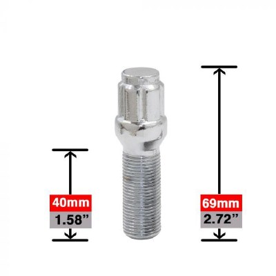 12 MM X 1.50 CONICAL SEAT SPLINE LUG BOLT 40MM THREAD LENGTH (1 LUG ONLY)