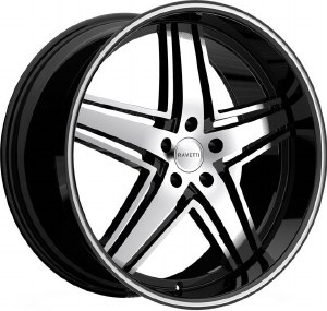 22X9.0 5-114.3 +40 74.1 BLACK WITH MACH FACE / PINSTRIPE