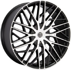 20X8.5 5-108 / 5-114.3 +38 74.1 BLACK W/ MACH FACE - EXECUTIVE