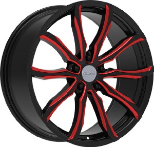17X7.5 5-114.3 +38 73.1 BLACK AND RED MILLED