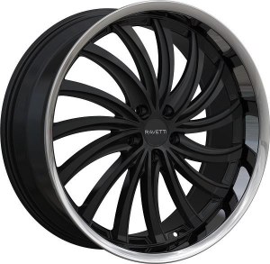 20X8.5 5-115 +15 74.1 BLACK WITH STAINLESS LIP