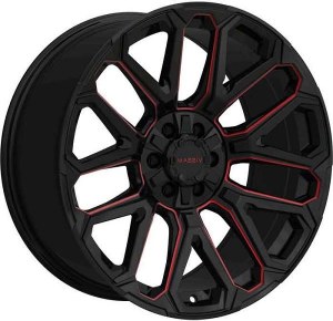 17X9.0 6-135 / 6-139.7 +0 108 BLACK AND RED MILLED