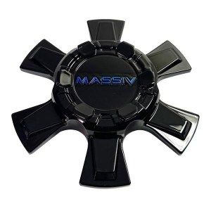 CAP GLOSS BLACK WITH BLUE EMBLEM OR5 6 LUG (CBMAS06-1PBTBL2)