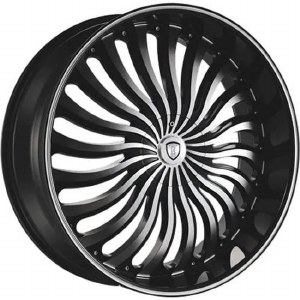 24X9.0 6-135 / 6-139.7 +30 87.1 BLACK W/MACH FACE / PINSTRIPE