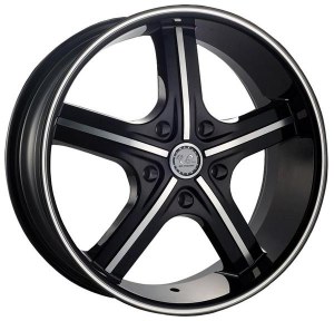 24X9.5 5-127 +13 78.1 BLACK W/MACH FACE AND PINSTRIPE **CLOSEOUT; SOLD IN SETS OF 4**