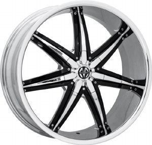 22X9.5 5-127 / 5-139.7 +15 87.1 CHROME/BLACK INSERTS - SPLINE